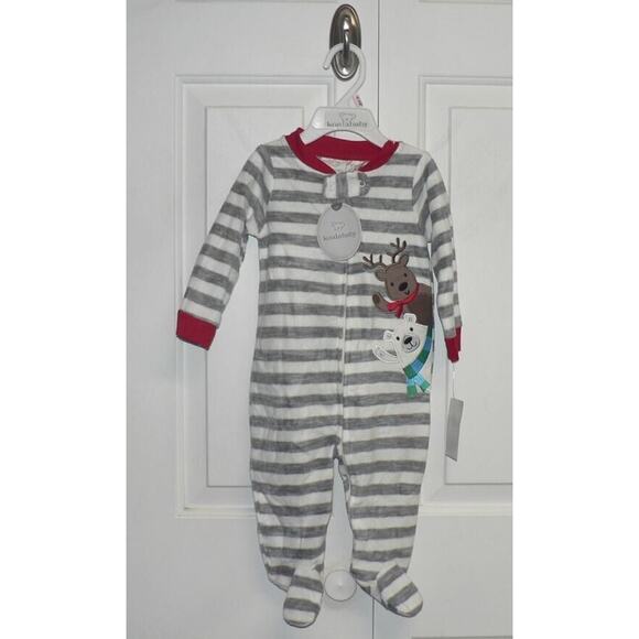 Koala Baby Other - Koala Baby Long Sleeve Striped Fleece Reindeer & Bear Footed Jumper 6-9M‎ $18